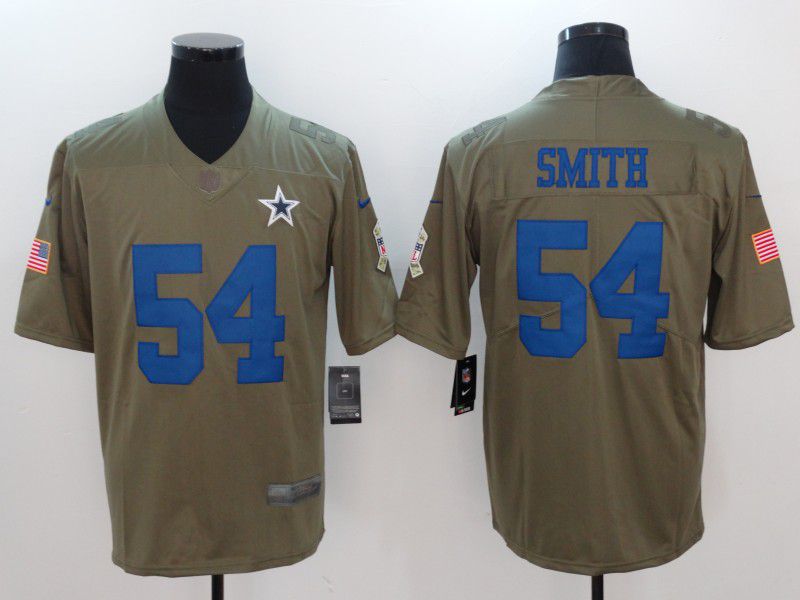 Men Dallas Cowboys #54 Smith Blue Nike Olive Salute To Service Limited NFL Jersey->dallas cowboys->NFL Jersey